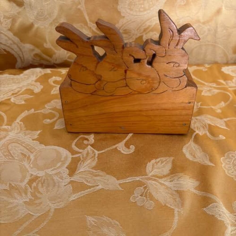 Rabbit Wooden Basket/Trinket Holder